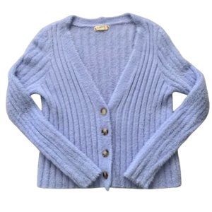 Womens lavender Stretch Sleeveless fuzzy Scoop Neck Tank Top Cardigan size M